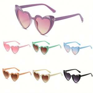 Gafas de Sol de Moda 2022 con Marco Grande Estilo Ojo de Gato, Color Caramelo, Forma de Corazón para Mujer - Product Image 1