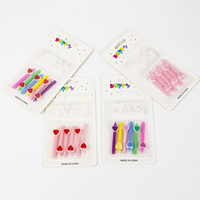 Bougies d'anniversaire en forme de cœur, 6 pièces, bougies de gâteau en forme de cœur avec motif sérigraphié, emballage sous blister pour la décoration de gâteaux