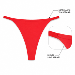 Culotte respirante et douce pour la peau, couleur unie, taille basse, fines bretelles, culotte pour femmes, nylon, sans couture, string pour un usage quotidien - Product Image 3