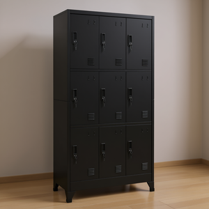 Armario Moderno de Acero Negro de 100x70cm con Tres Niveles de Almacenamiento para Organización de Garaje u Oficina - Product Image 2