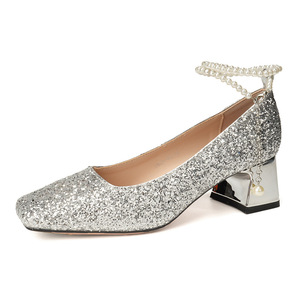 Zapatos de Novia 5688G con Tacón Cuadrado, Correa en el Tobillo, Decoración de Cristales y Brillo, Cómodos para Boda - Product Image 4