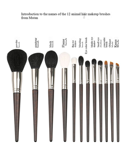 Ensemble de 12 pinceaux de maquillage pour les yeux en poils de chèvre naturels, entièrement noirs, marque privée, <span class=keywords><strong>pinceau</strong></span> éventail, logo personnalisé, haute qualité, luxe - Product Image 3