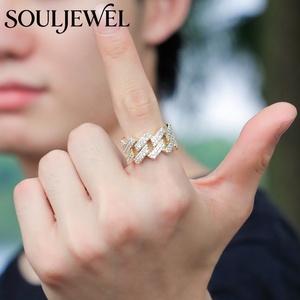 Anillo Cubano en Forma de Diamante Chapado en Oro Souljewel, Banda de Eternidad con Circonitas, Estilo Hip-Hop, Joyería Unisex para Regalo de Fiesta - Product Image 3