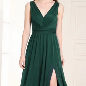 שמלת ערב צבע מוצק זוגי עם קו המותניים טבעי עבור מסיבות פורמליות או שושבינה לקיץ - Product Image 1