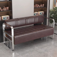 Banc d'attente commercial pour salon, chaise d'attente en cuir noir de type banc pour hall de spa