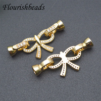 Conception exquise, sans Nickel, antirouille, couleur or argent, pavé CZ, grande taille, nœud papillon, fermoirs de Bracelet pour la fabrication de bijoux
