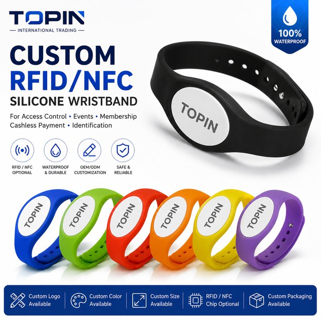 Waterproof RFID Silicone Wristband Custom NFC Bracelet for Event Access Control | Durable Smart Band with Logo Printing 13.56MHz