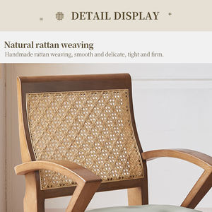 Chaise <span class=keywords><strong>de</strong></span> bureau moderne <span class=keywords><strong>de</strong></span> style mi-siècle en bois massif et rotin, réglable en hauteur, pivotante, avec accoudoirs, pour le travail à domicile ou l'étude - Product Image 5