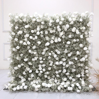 GNW Offre Spéciale 8 * 8ft Artificielle Blanche Babys Breath Wall Belle et Naturelle Soie Décoration de Fête Mariage Fleur Panneau Mural