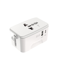 Adaptador de Viaje Universal Foxcan con Certificación CE, 1 Puerto USB-A + 1 Puerto USB-C, Todo en Uno para Laptop y Cámara, Compatibilidad con Enchufes de Todo el Mundo