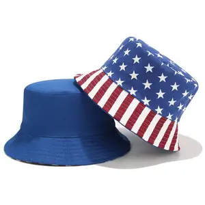 防晒爱国美国红蓝白条纹和星星国旗斗帽7月4日独立日