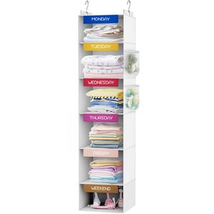 Organizador de Armario Colgante Semanal de 6 Estantes con 2 Ganchos Resistentes, Ahorra Espacio para el Dormitorio, Plegable - Product Image 6