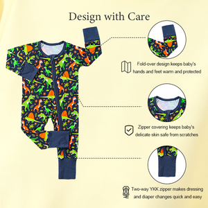 Pijamas de Bambú Personalizadas para Bebé con Cremallera Bidireccional, Pijamas Convertibles para <span class=keywords><strong>Recién</strong></span> <span class=keywords><strong>Nacidos</strong></span>, Pijamas de Bambú para <span class=keywords><strong>Bebés</strong></span> Niños y Niñas - Product Image 3