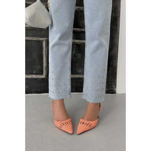 Jeans Mom Fit ornés pour femmes, taille XL, respirants, coupe bootcut, ample, droit, imprimé, denim, pantalon ample, style boyfriend - Product Image 1