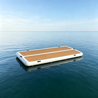Plateforme flottante gonflable 3m*2m avec pont en teck, échelle et technologie Drop Stitch – Île aquatique portable pour yacht et lac