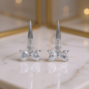 Orecchini Octmicoi in oro bianco con diamanti, taglio a cuore, diamanti naturali, gioielli da donna per l'uso quotidiano - Product Image 2