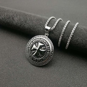 Người Đàn Ông Của Thép Không Gỉ Mạ Vàng <span class=keywords><strong>Templar</strong></span> Chữ Thập Thanh Kiếm Mặt Dây Chuyền Vòng Cổ Chính Thống Tôn Giáo Liên Kết Chuỗi Pha Lê Bling Hip Hop Phong Cách - Product Image 2