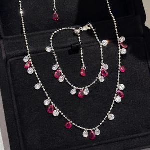 Xiao Fulu S925 Pure Silver Pendant New Chinese Style High Ice White Jade Marrow Necklace with Transparent <b>Glass</b> Collarbone <b>Chain</b> - Product Image 5