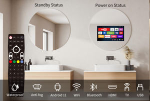 Espejo de TV inteligente Android con retroiluminación LED personalizado para baño TV impermeable con lavabo para baños - Product Image 2
