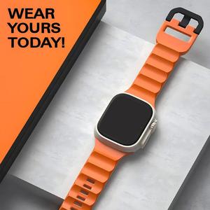 低刺激性スポーツシリーズオレンジ色のシリコーン時計ストラップ工場卸売快適 - Product Image 3