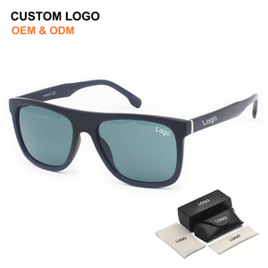 Lunettes de soleil carrées tendance, style rétro, avec logo personnalisé, pour hommes, monture noire, verres colorés, design polarisé - Product Image 1