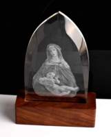 Vente en gros de lumière LED en bois veilleuse 3D en bois cube laser 3d cristal k9 verre cristal cadeau d'anniversaire trophée en cristal