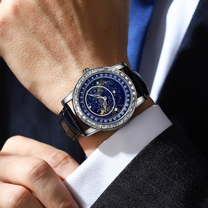 Montres de luxe à quartz pour hommes en gros, étanches, avec mouvement à quartz ciel étoilé et aiguilles caractéristiques phase de lune - Product Image 3