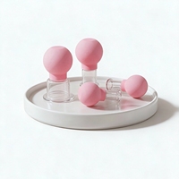 Ventouses de massage corporel et faciales personnalisables avec logo, ensemble de 4 ventouses avec boule en silicone rose