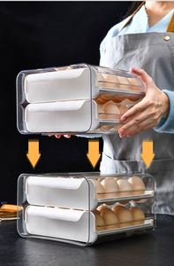 Modern 32 Grid Double Layer PET Transparent Refrigerator Egg <b>Storage</b> <b>Box</b> Freezer Safe Food Container for Kitchen Egg <b>Storage</b> - Product Image 2