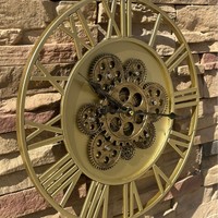 Horloge murale en métal créative surdimensionnée de 47 cm, style rétro, avec engrenages dynamiques, pour la décoration intérieure, horloge murale antique à engrenages mobiles, vente en gros d'usine