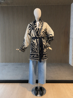 Mode Automne-Hiver Vente en Gros Femmes Vintage Jacquard Cocotier Manches Longues Bohème Long Cardigan en Laine
