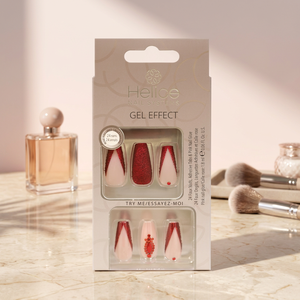 Uñas artificiales con purpurina roja - Product Image 2