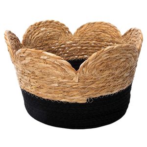 Cesto di conservazione in paglia e corda di cotone con bordo smerlato a buon mercato - Product Image 5