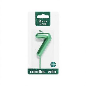 Bougie de cire décorative verte n ° 7 6cm en forme de gâteau de joyeux anniversaire pour les bars Nouvel An et Pâques Occasions emballées dans une boîte - Product Image 1