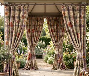 Elegant Plaid Floral Velvet Blackout <b>Window</b> Drapery Panel Art Nouveau Inspired Decorative <b>Curtain</b> for Bedroom Living Room Modern - Product Image 1