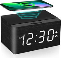 Radio-réveil en bois au design innovant Caractéristique Charge complète Chargeur de téléphone portable sans fil Mouvement électronique de haute qualité
