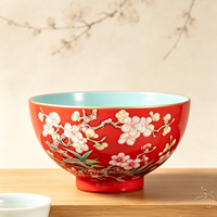 Tasse à thé Kung Fu chinoise traditionnelle en porcelaine rouge vif de qualité supérieure, motif fleur de prunier, résistante à la chaleur et durable