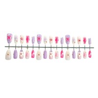 En gros, 30 pièces de faux ongles portables en résine ABS et époxy 3D, avec motif floral et colonne en acier, couleur fraîche, prêts à poser, marque personnalisable
