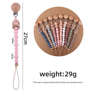 BPA Free Infant Silicone <strong>Wood</strong> Pacifier Chain Silicone Baby Dummy <strong>Clips</strong> - Product Image 4
