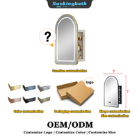 Armoire de toilette intelligente encastrée à LED avec miroir arqué, éclairage anti-buée et intensité réglable, en aluminium, pour salle de bain, rangement et rasage