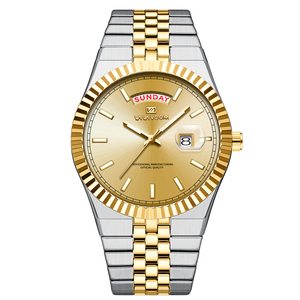 นาฬิกาข้อมือผู้ชายดีไซน์หรูหรา ระบบออโตเมติก หน้าปัดแสดงเวลาสองระบบ 24 ชั่วโมง พร้อมช่องแสดงปฏิทินรายปี ฝาหลังแบบโชว์กลไก ขอบตัวเรือนแบบฟลูเต็ด - Product Image 6