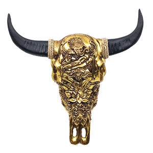 Cuerno de calavera tallado a mano para decoración de pared, colgante o de pie, cabeza de toro de búhos - Product Image 3