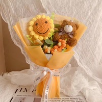 Bouquet de fleurs artificielles en crochet, Ours en peluche Docteur, Écologique, Pour intérieur, Hiver, Vente directe usine, Haute qualité, Cadeau décoratif