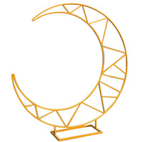 Arco de Boda de Hierro Forjado en Forma de Luna Creciente con Soporte Triangular Hueco para Fondo de Boda y Decoración Floral