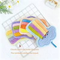Serviette de toilette suspendue personnalisée en polaire corail à séchage rapide et absorbante, motif arc-en-ciel de dessin animé, pour enfants, cuisine et salle de bain, vente en gros