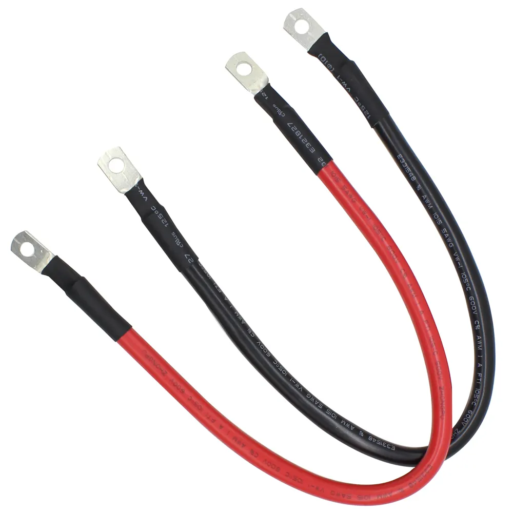 5 AWG 5 Gauges Red + Black Pure Copper Battery Inverter Cables Battery Inverter Cables with 5/16 Inch Lugs on Both End for S