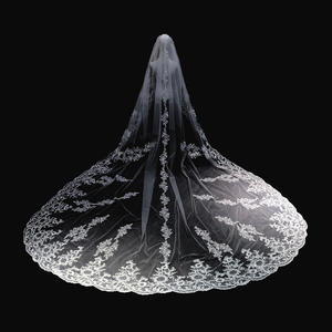 Voile de <span class=keywords><strong>mariage</strong></span> principal de <span class=keywords><strong>mariage</strong></span>, dentelle d'os de voiture Super brillante monocouche longue longue queue voile de <span class=keywords><strong>mariage</strong></span> nouvelle broderie voile de mariée - Product Image 3