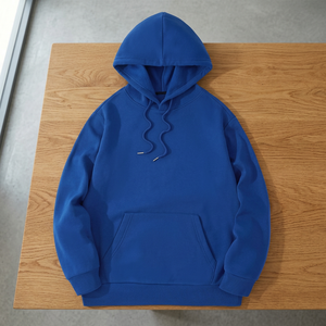 Sweat-shirt à capuche bleu pour homme, coupe classique, en molleton de coton, pull décontracté, couleur unie, avec poche, idéal pour l'automne - Product Image 2
