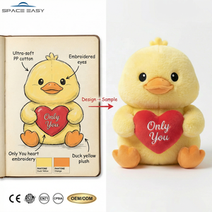 Peluche Canard Jaune Personnalisée, Adorable Animal en Peluche Assis avec Coussin Cœur 'Only You' pour Cadeaux Enfants, Saint-Valentin, Fabrication OEM ODM - Product Image 1