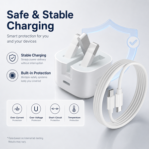 20W <b>USB</b> <b>C</b> Wall Charger with 2M Cable PD Fast <b>Charging</b> for Mobile Phone UK <b>Plug</b> - Product Image 4